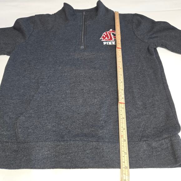 Pink Victorias Secret WSU Washington State Quarter Zip Sweatshirt Cougars Gray - Picture 5 of 9